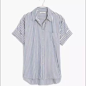 Madewell Courier Pleat-Back Shirt in Stripe Medium